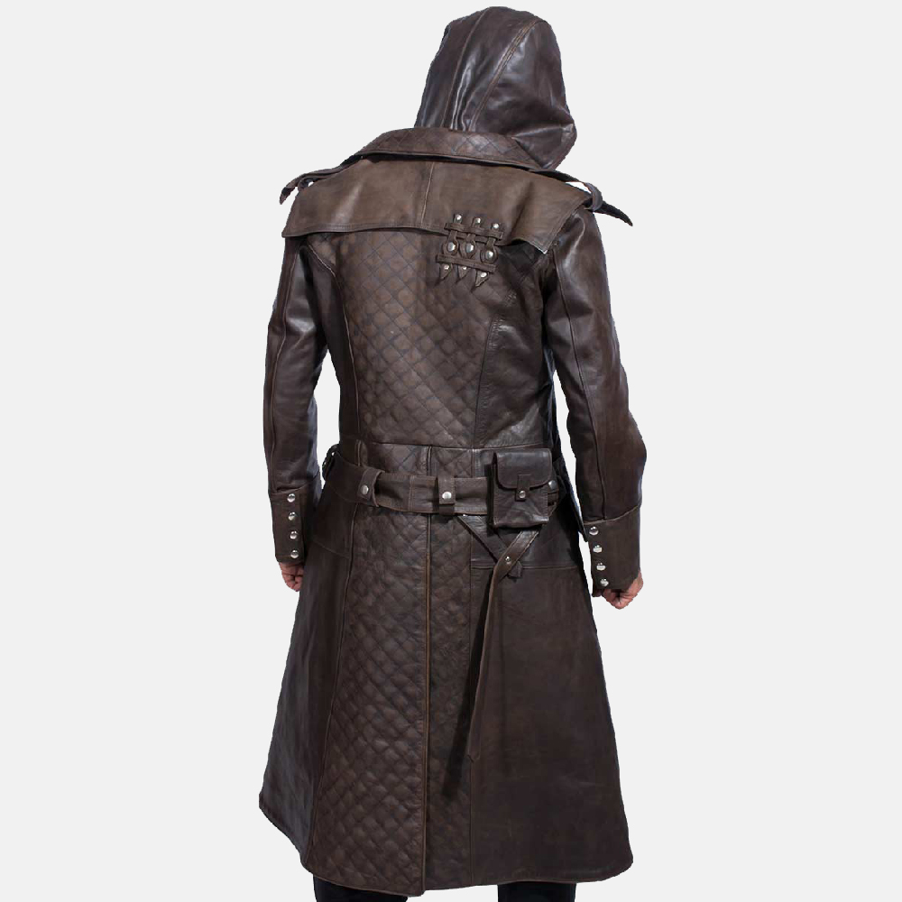 Mens Sledgehammer Brown Leather Trench Coat